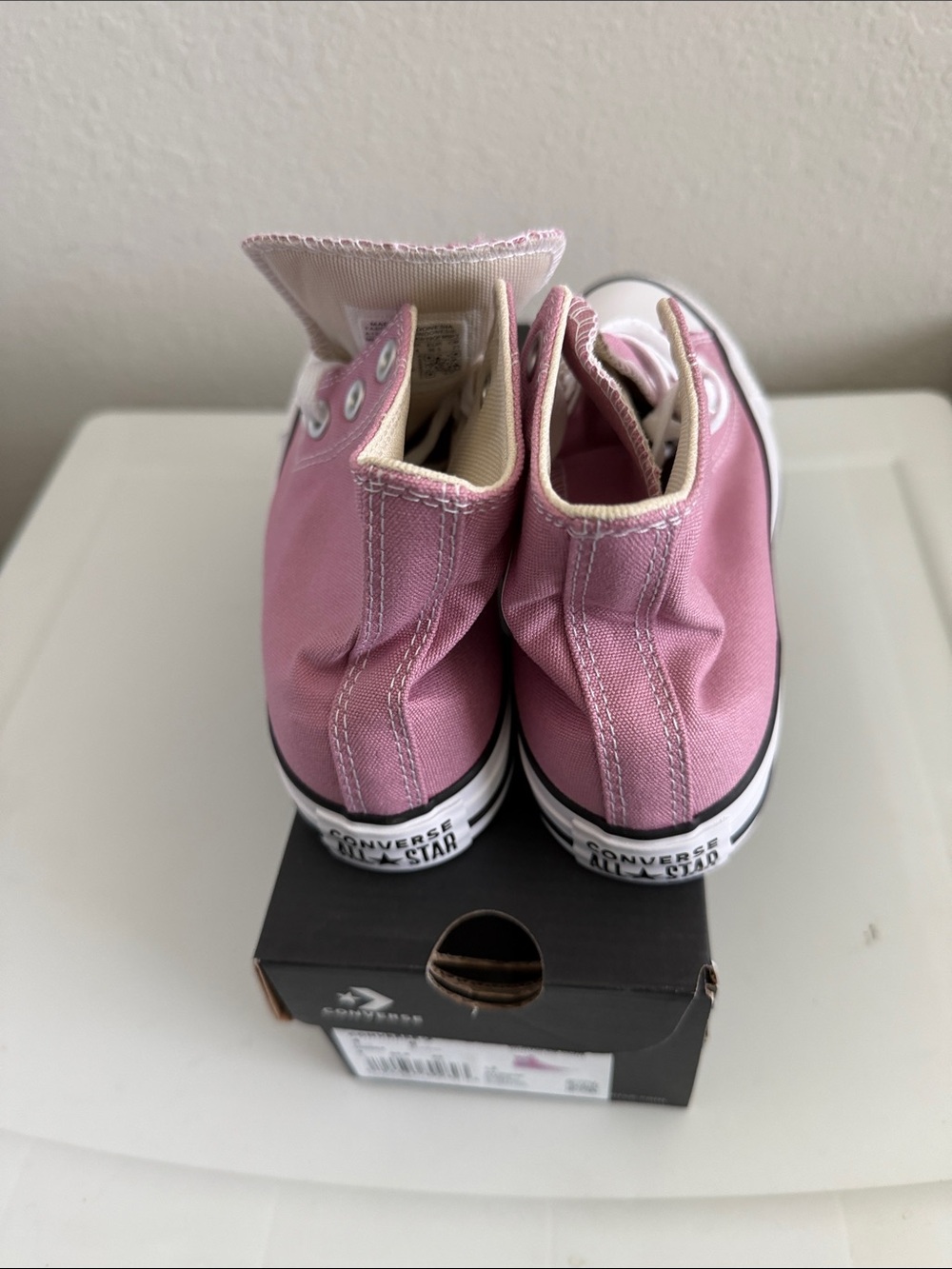 Converse Women’s Pink High-Top Sneakers with White Soles - Picture 2 of 5